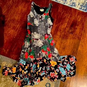 Maeve Black and Red Floral Midi Dress